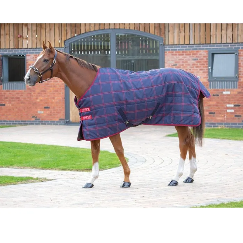 Shires Tempest PLUS 1200 Denier 200g Stable Rug - Navy/Red Check